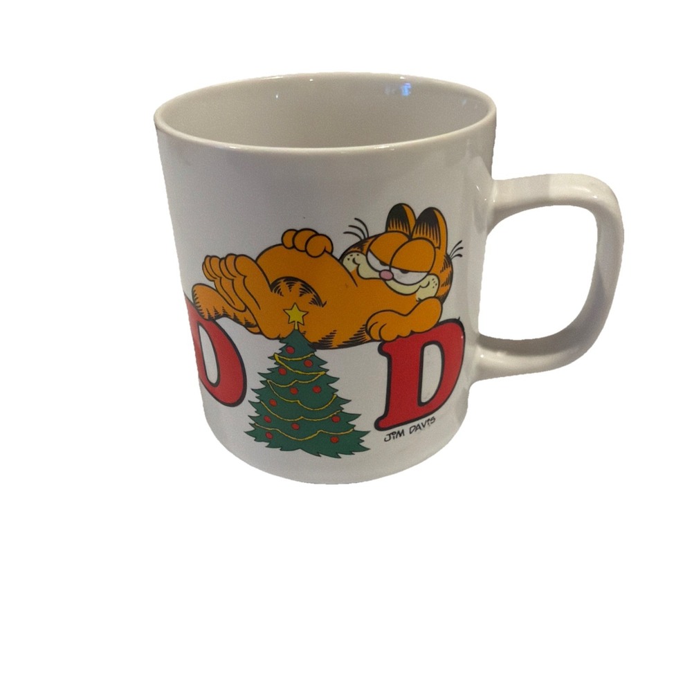 Vtg 1978 3.5‎ INCH ENESCO JAPAN CHRISTMAS TREE GARFIELD DAD COFFEE CUP MUG
